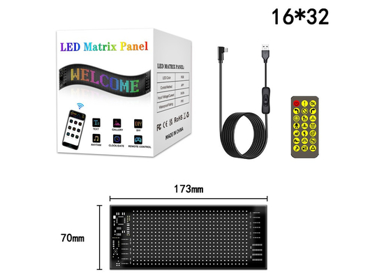Esnek LED Tabela 16 * 32 Uygulama Kontrolü Programlanabilir Mesaj Kaydırma Ekranı Esnek Araç LED Panel