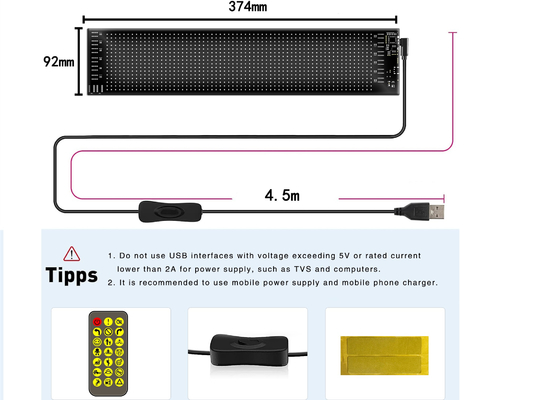 16*64 Esnek LED Ekran Dış Ekran Su geçirmez Panel Araba Penceresi LED Yumuşak Pano