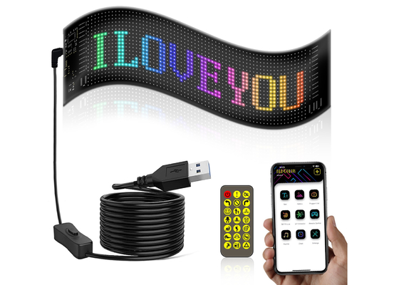 Uygulama Kontrolü LED Tabela Tablosu 20 * 64 Esnek USB Programlanabilir Özel Kaydırma Mesaj Araba Tabelaları Dijital Ekran
