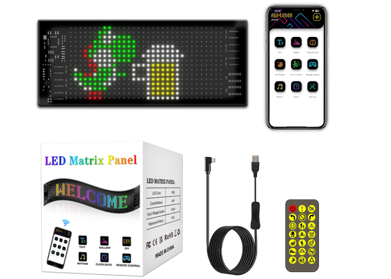 Programlanabilir DIY Scrolling Text 5V USB Kablosuz Kontrol RGB Esnek LED Araç Tabelası Reklam için