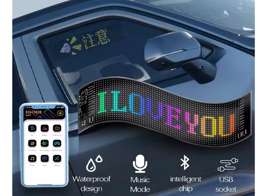 APP Kontrolü Esnek LED Ekran Kaydırma Özel Mesaj Metin Tabela Tabela LED Ekran Araç için Dijital