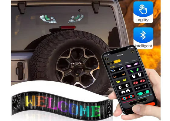 APP Kontrolü Esnek LED Ekran Kaydırma Özel Mesaj Metin Tabela Tabela LED Ekran Araç için Dijital