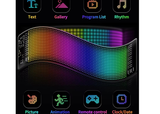 Pixel RGB Led Esnek Ekran Uygulama Bluetooth Araba Reklam Ekranı Araba Ip65 Su geçirmez Yumuşak Dijital Ekran Ekranı