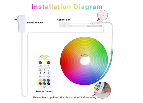 5M Tam Renkli RGB Led Neon Esnek Silikon Ambient Light Strip Akıllı DIY Dijital Koşu Şerit Işık Seti TUYA APP
