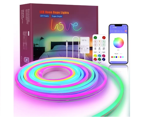 5M Tam Renkli RGB Led Neon Esnek Silikon Ambient Light Strip Akıllı DIY Dijital Koşu Şerit Işık Seti TUYA APP