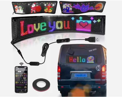 5VDC USB / 2A Süper Kamyon Şeytan Göz LED Yumuşak Ekran APP Bluetooth Programlama Araba Reklam Ekranı Kötü Gözler