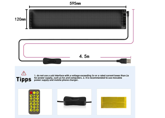 Akıllı Araba Yapıştırıcı 120x595mm RGB Dinamik LED Kamyon Şeytan Göz Işığı Dışarıda Akıllı Ekran IP65 Rated