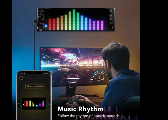 Uygulama Kontrol İşareti Reklam Arka Pencere Dijital Ekran 192x898mm LED Yumuşak Ekran Döner Desen Animasyon Görüntüsü