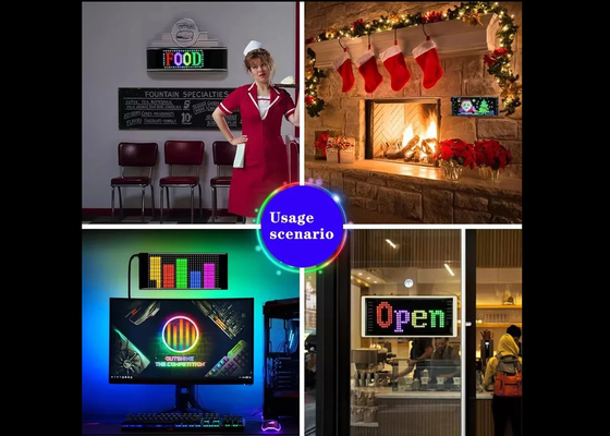Uygulama Kontrol İşareti Reklam Arka Pencere Dijital Ekran 192x898mm LED Yumuşak Ekran Döner Desen Animasyon Görüntüsü