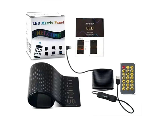 5VDC USB / 2A 37x8.5cm LED Matrix Ekran Araç Panosu Esnek Piksel Programlanabilir Kaydırma DIY için Reklam Animasyon Metin