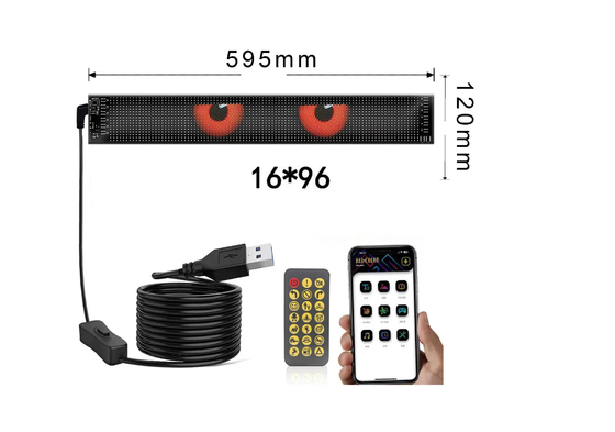 5VDC USB / 2A 37x8.5cm LED Matrix Ekran Araç Panosu Esnek Piksel Programlanabilir Kaydırma DIY için Reklam Animasyon Metin