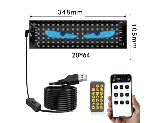 5VDC USB / 2A 37x8.5cm LED Matrix Ekran Araç Panosu Esnek Piksel Programlanabilir Kaydırma DIY için Reklam Animasyon Metin