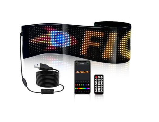 5VDC USB / 2A 37x8.5cm LED Matrix Ekran Araç Panosu Esnek Piksel Programlanabilir Kaydırma DIY için Reklam Animasyon Metin