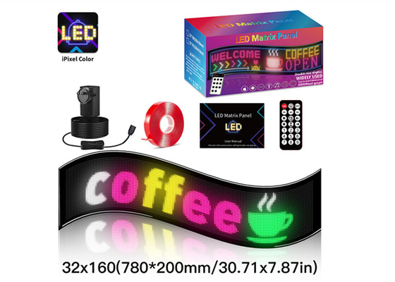 32*160 Tam Renkli Çift Satır Kaydırma LED Işık İşareti Araba için LED Reklam İşareti Pencere Ekranı
