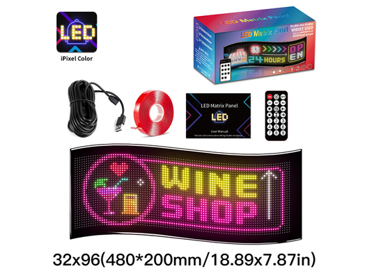 32*96 Çift Sıralı LED Reklam İşareti Araç Panosu Esnek Piksel Programlanabilir Kaydırma DIY Metin Matris Panosu