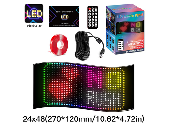 24*48 LED Esnek Işık Ekranı APP Kontrol Araç Reklam Ekranı Ip65 Tam Renk Yüksek Kararlı Araç Ekranı