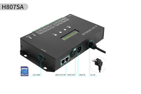 DMX512 Programlanabilir SPI Led Kontrol Cihazı H807SA 8192 Piksel DMX512 WS2811 WS2812B WS2815 APA102 Led Şerit İçin